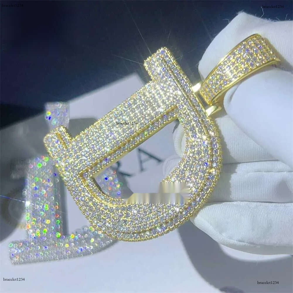 Designer JewelryCustom top quality hip hop iced out dia sterg sier gold initial moissanite letter pendant