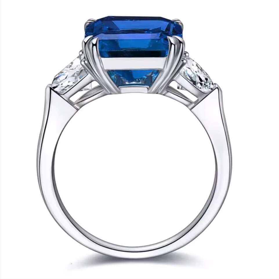 18k White Gold Gemstones Ring Custom Sapphire Jewelry Lab Diamond Lab Grown Gemstones Ring