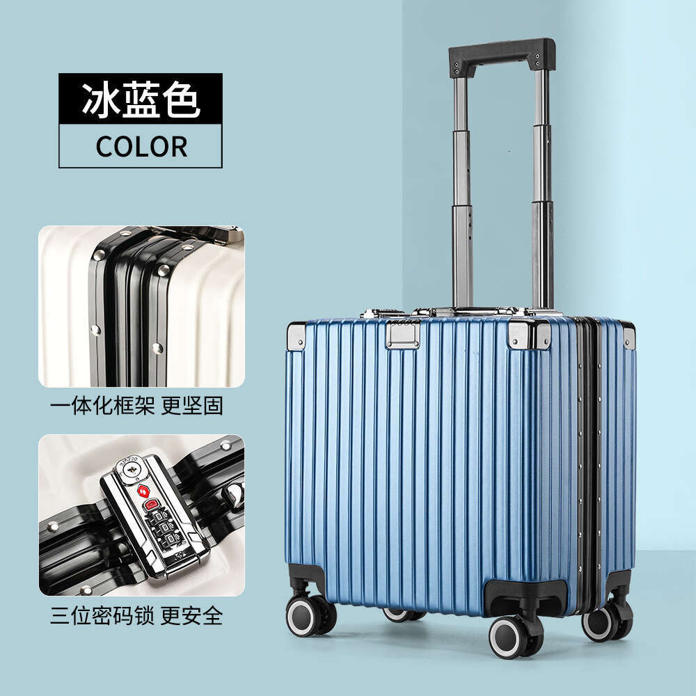 Four sided 18 inch suitcase boarded with 20 free checked aluminum frame password travel, small and lightweight, can be carried on the plane