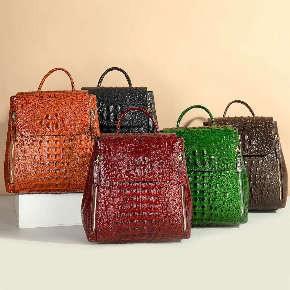 WESTAL Crocodile Pattern Women Backpacks Leather Vintage Female Shoulder Ladies Travel Back Pack Casual School Bag