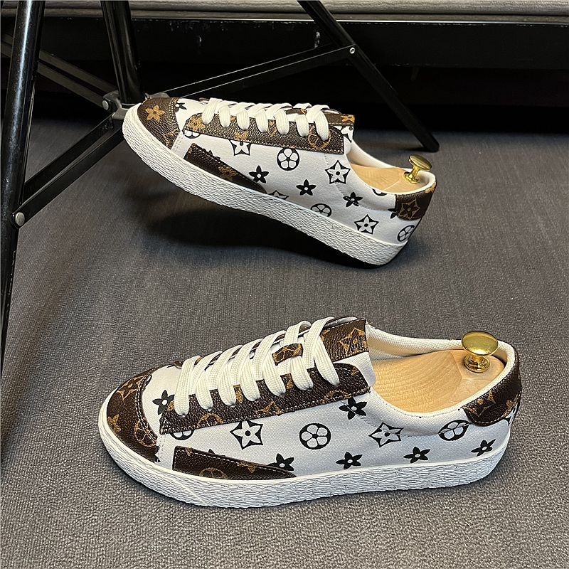 free shipping designer shoes men's trendy monogram print low-top sneakers green casual sports shoes with retro pattern detailing and classic desi