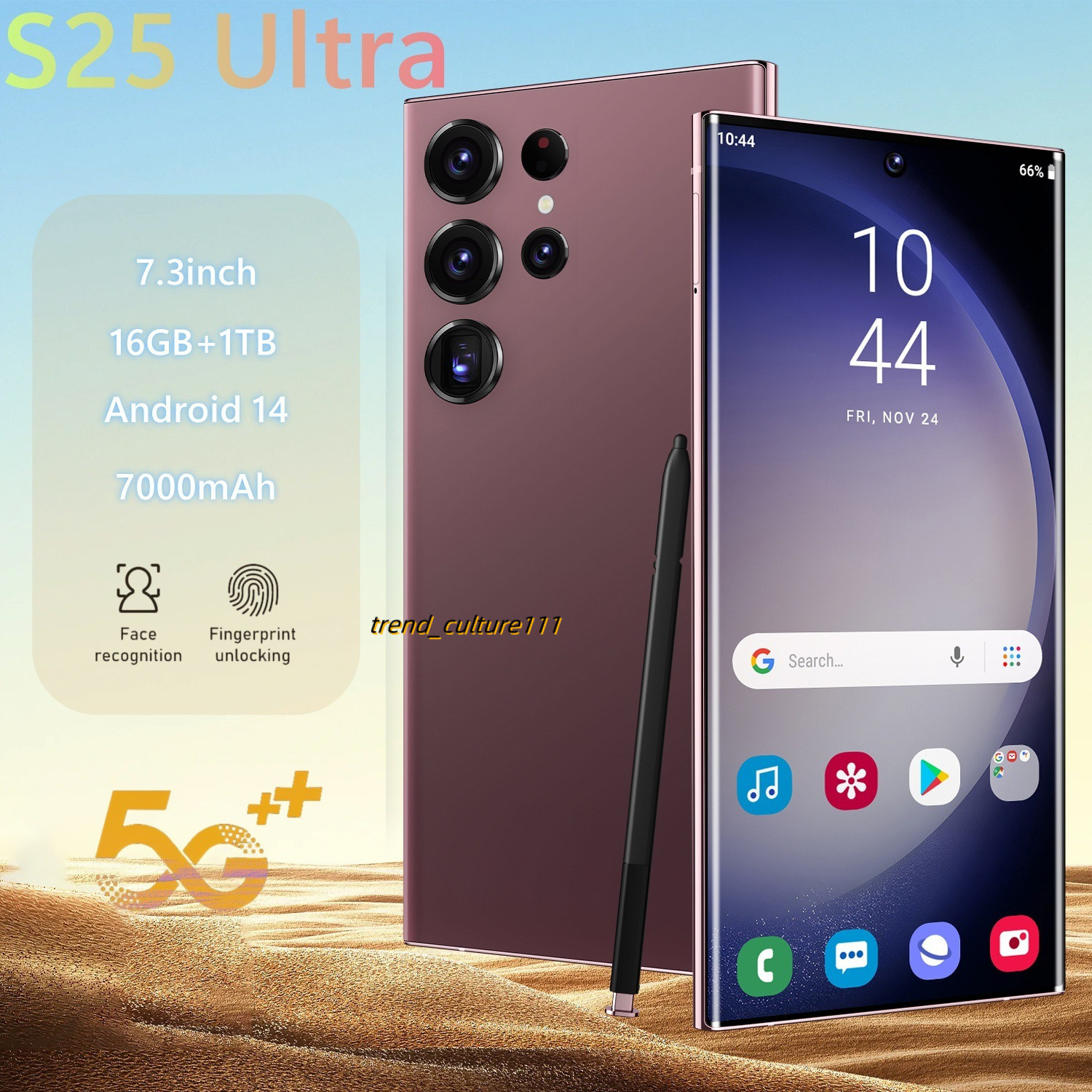 Hot selling phone S25 Ultra true 4G built-in pen 7.3 large screen 13 million pixels (2+16)