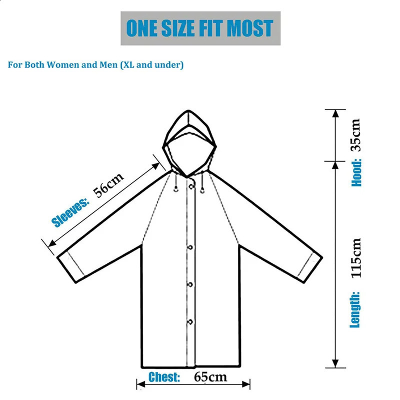 1PC Women Waterproof Long Raincoat Waterproof Hooded EVA Rain Jacket Man Poncho Outside Hiking Rainwear Clothing Men Rain Coat 250421