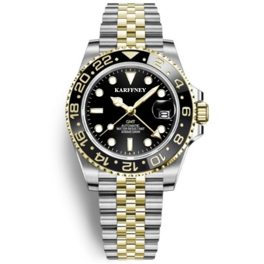 Karffney Classic Men Watch 4Needles Golden Stainless Steel Fashion Quartz Wristwatch