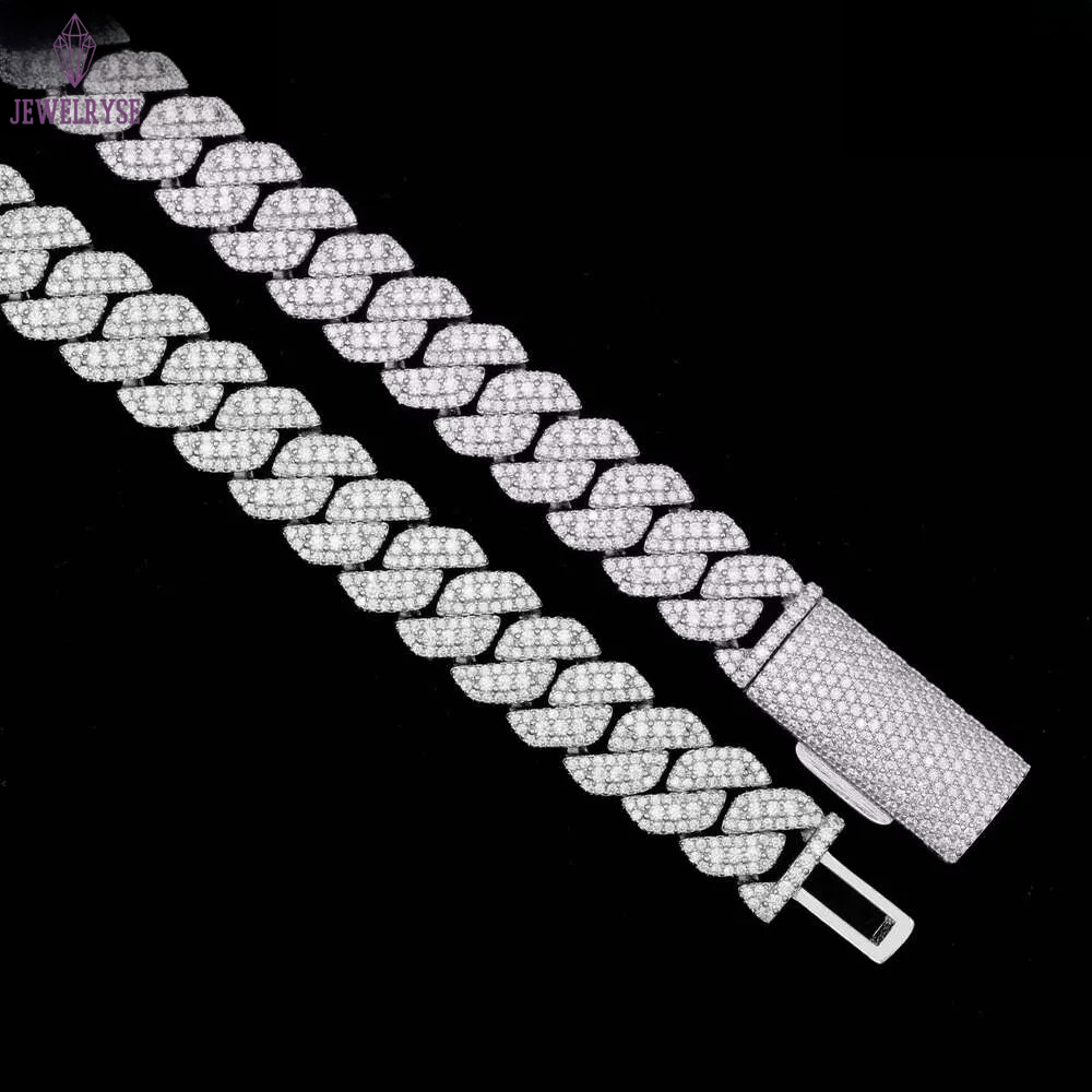 Factory Directly Sales Good Price Hip Hop Jewelry 13mm Iced Out Cuban k Chain Bracelet Vvs Moissanite