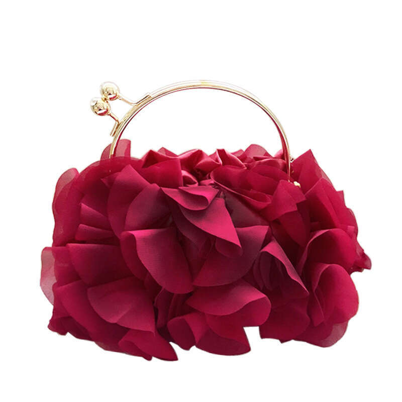 Bridal Dress Fairy Crossbody French Chiffon Flower Senior Banquet Handheld Silk Evening Party Bag Girl