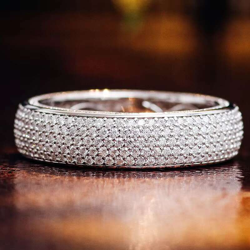 Popular Paved Moissanite Diamond Ice Out Mens Ring Band 925 Sterling Silver Engagement Wedding Ring
