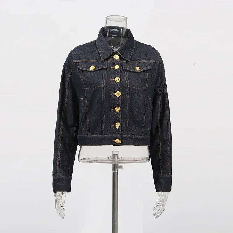 Wear Street Style Long Sleeve Collared Denim Jacket Women Trendy Cotton Material Chinese Brand Casual Fashion Outerwear Coat