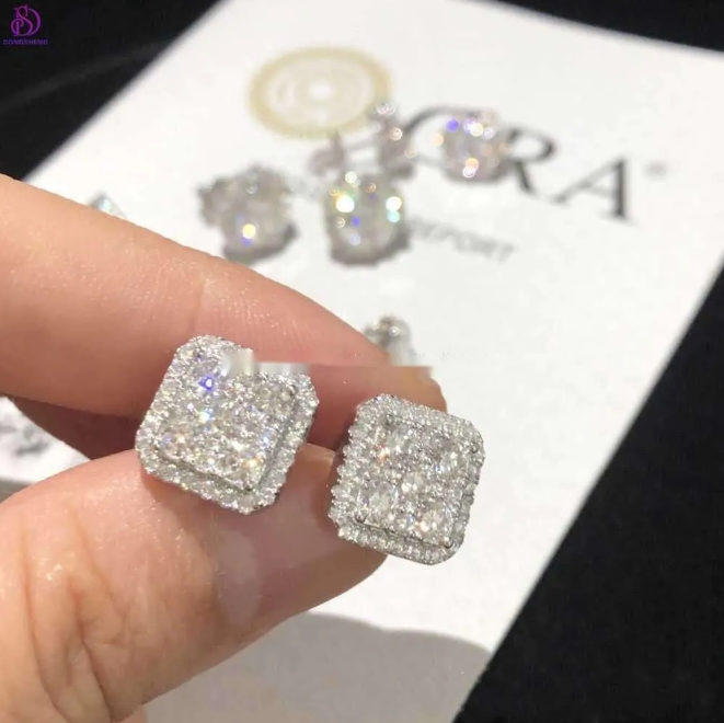 Custom Fashion Finey Jewelry Sterg Sier Earrings Ice Out Vvs Moissanite Dia Earring for Woman