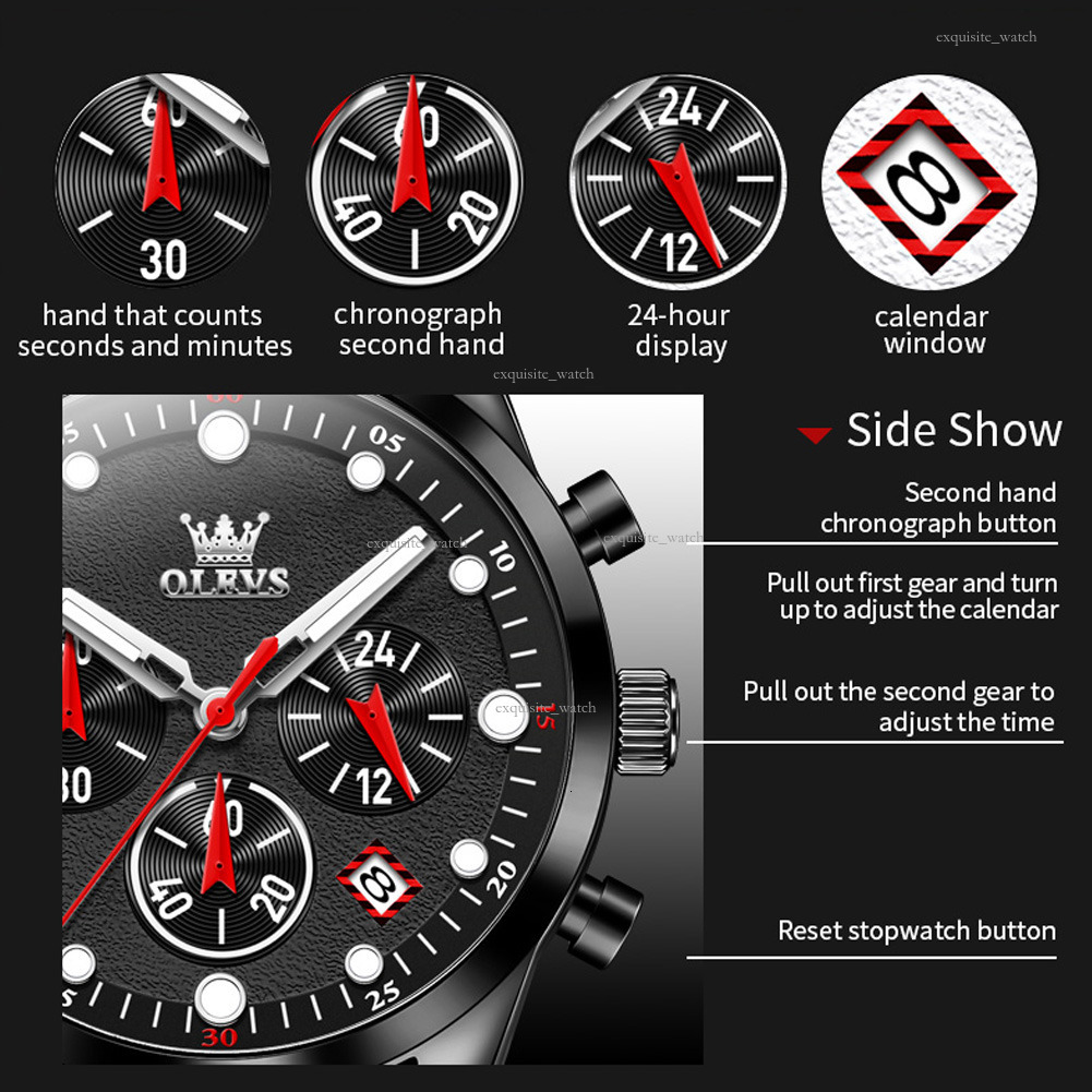 OLEVS Brand Designer Men's Brand Watches Wholesale Three-eye Six-hand Quartz Watches Luxury Watches Free Delivery Wholesale