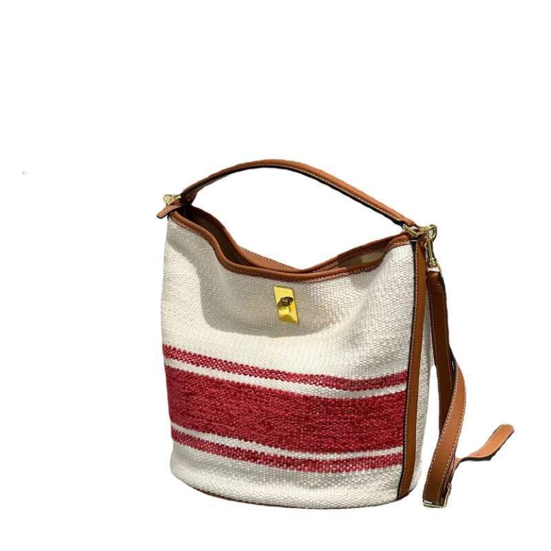Designer's bag Fashion Panelled Canvas Bucket Bag Designer Women Handbags Leather Shoulder Crossbody Bags With Wide Strap Tote Purses