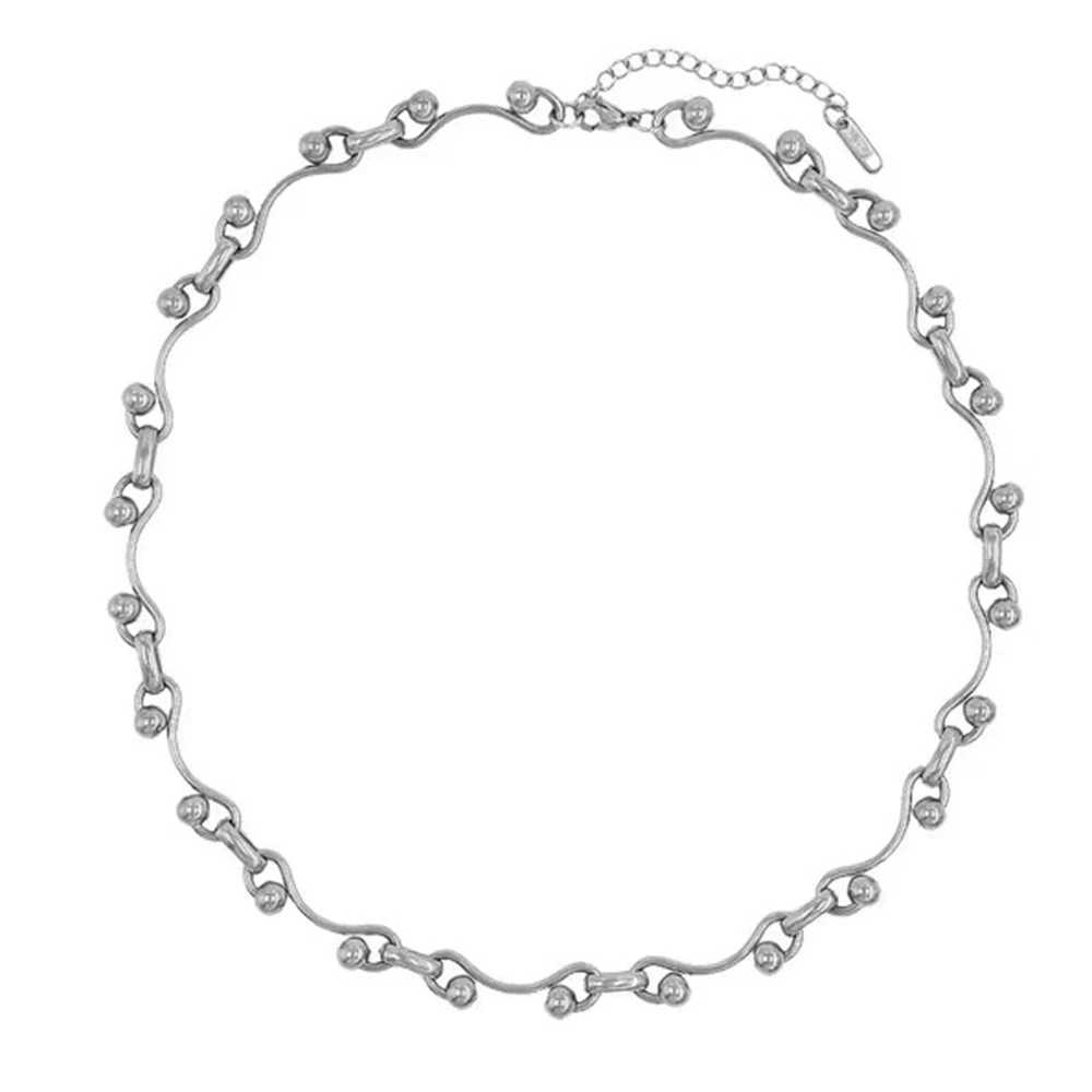 Y2K Stainless Steel Wave Ball Chain Necklace for Men Punk Glenger Fashion Handmade JewelryXJ250422