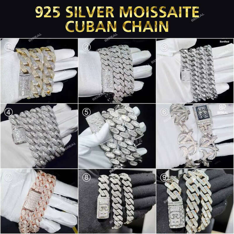 Vvs Moissanite Bracelet Hip-Hop Style Iced Cuban Chain Necklace Men's Fine Jewelry 1f - view 4