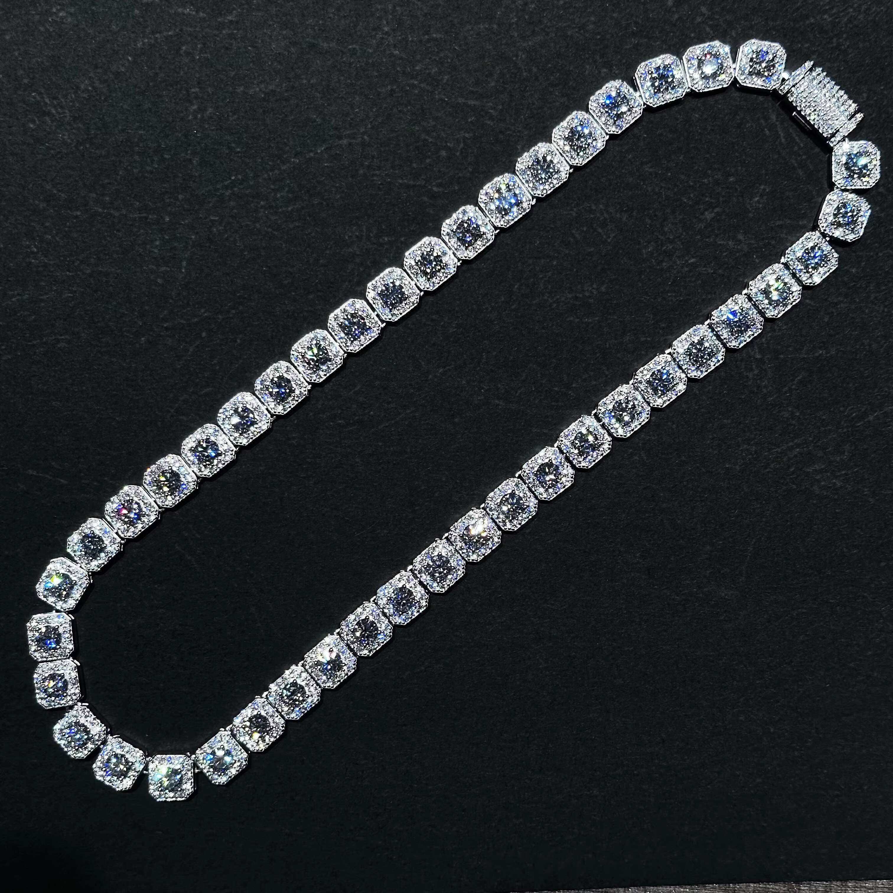 10mm/12mm Custom Size Rock-Candy Tennis Necklace Hip Hop Necklace 6mm 5.5mm Vvs Moissanite Chain With 925silver for Men