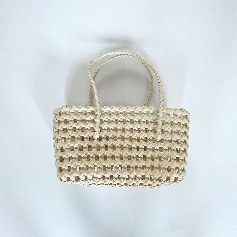 Handheld Hollow Woven Niche Vegetable Basket Vacation Shoulder Picnic Bag, Beach Bag B5