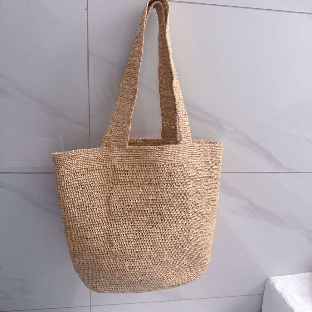 Ins Style Resort Beach Bag New Summer Women S Lafite Handmade Hook Grass Fashionable And Simple Shoulder Bag Beach Vacation Handbag KQ