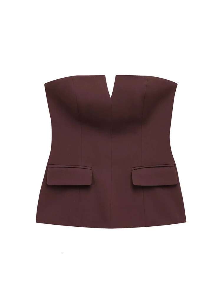 TFMLN Spring Summer Women Strapless Crop Basic Sleeveless Office Lady Trend Street Classic Solid Tube Tops