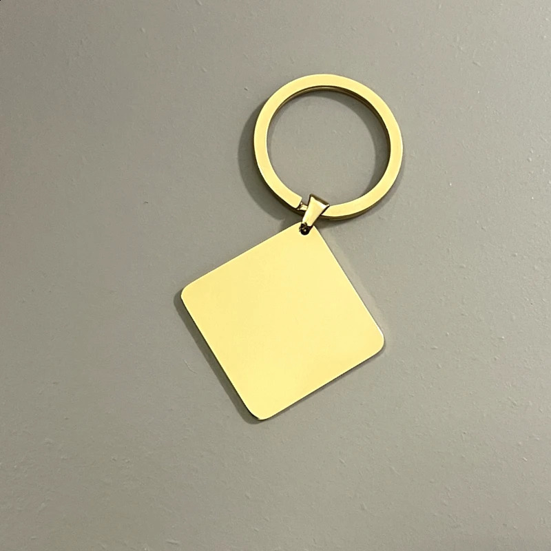 10 mirror polished 304 stainless steel blank square circular keychains with rings pet ID cards tags accessories 250418