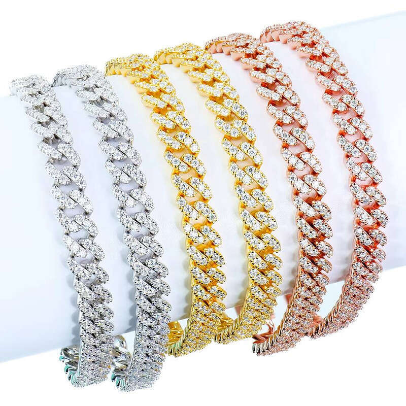 Sier Cuban Slim Chain 6mm Width Vvs Diatoeous Earth Bracelet Gift aaa aaa