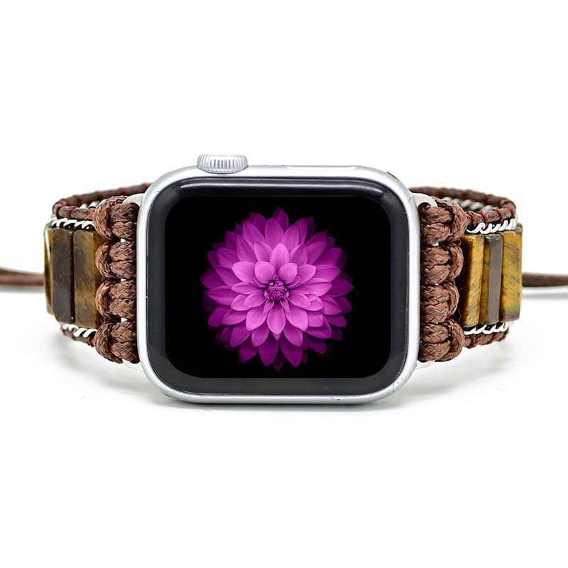 Rectangular Tiger Eye Stone Chain Apple Men's Fashion and Heroic Watch Band Bracelet