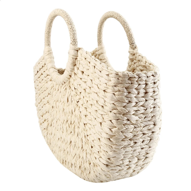 Women Handbag Rattan Wicker Straw Woven Half-round Bag Large Capacity Female Casual Travel Tote Fashion Bolsos Mimbres Paja 250417