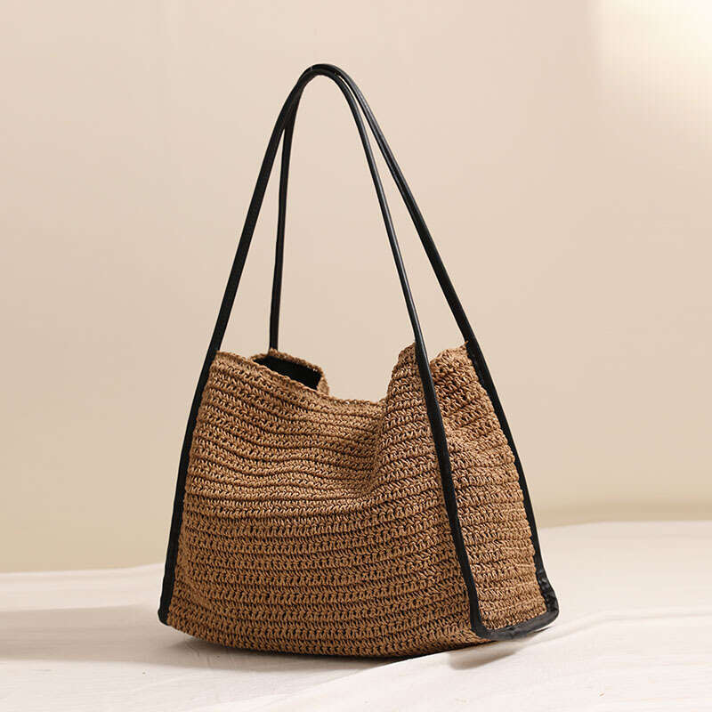 Ins Style Resort Beach Bag Hot Selling Leisure Shoulder New Fashionable Large Capacity Tote Woven Bag Beach Vacation Bag KQ