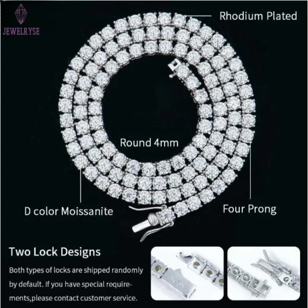 Factory Price bulk men sterg sier 4mm iced out vvs round lab grown dia mossanite moissanite tennis chain necklace