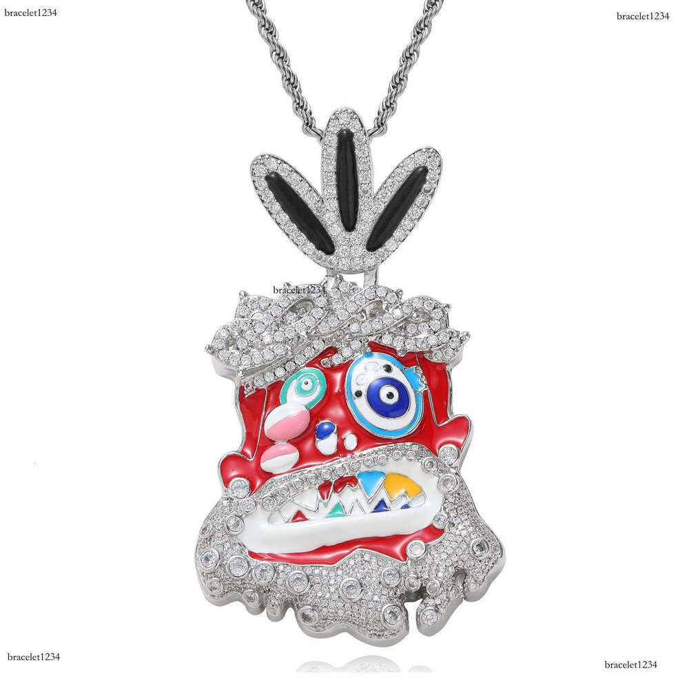 Luxury designer Cartoon Avatar pendant Colored Ice Out VVS Moissanite Hip Hop Necklace with free shipping