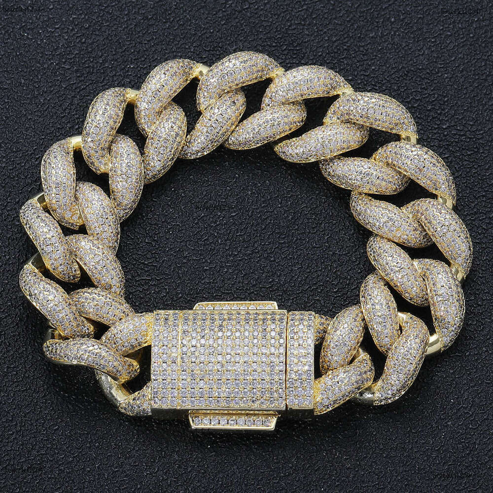 Luxury designer Necklace 18mm Foam Cuban chain spring buckle Ice Out VVS Moissanite Men's Hip Hop Necklace bracelet with free shipping