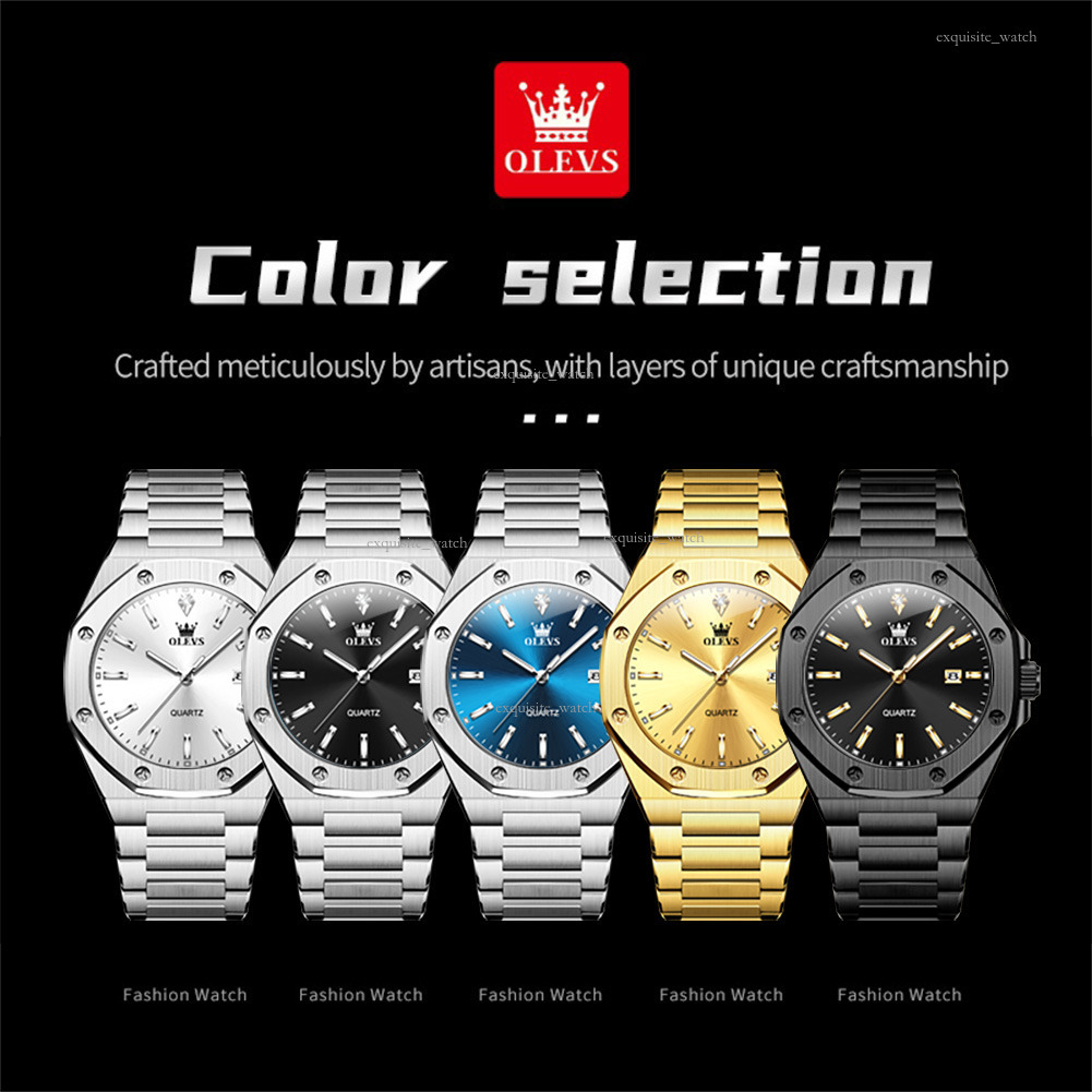 OLEVS Brand Designer Women's Casual Luxury Waterproof Men's Wristwatch Steel Band Calendar Quartz Men's Free Delivery Wholesale