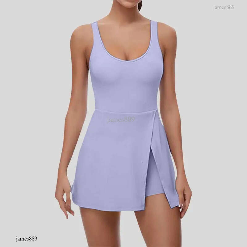 Casual Dresses Womens Tennis Dress Square Neck Sleeveless Athletic Side Slit Flare Workout Yoga Slim Fitting Female Clothing