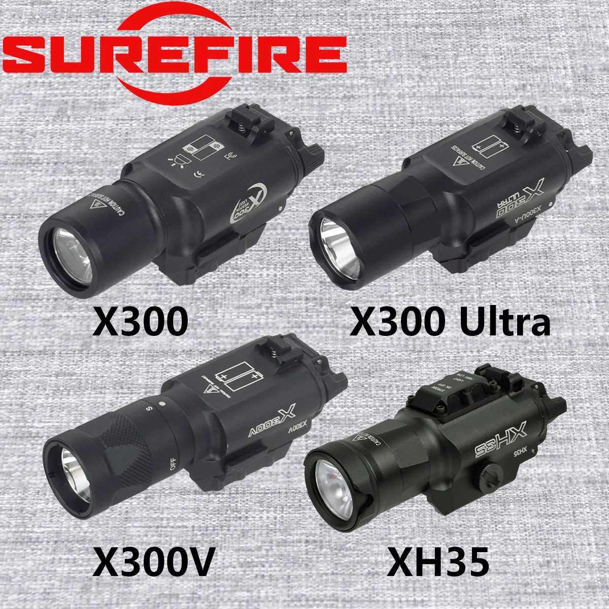 SureFire Tactical X300 X300U Ultra X300V XH35 Metal Pistol Gun Flash LED Light Suitable for 20mm Rail Airgun Weapon Hunting Flashlight Z250422