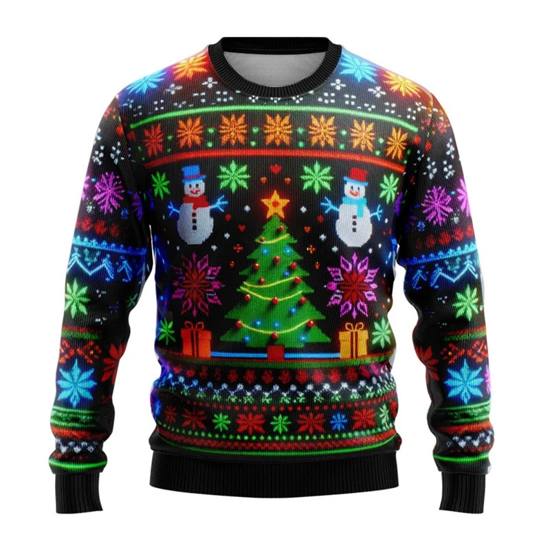 Neon Snowman Graphic Sweatshirts 2025 Merry Christmas 3D Printed Ugly Sweater For Women Clothing Snowflake Gifts Boy Tracksuit251120 - view 6