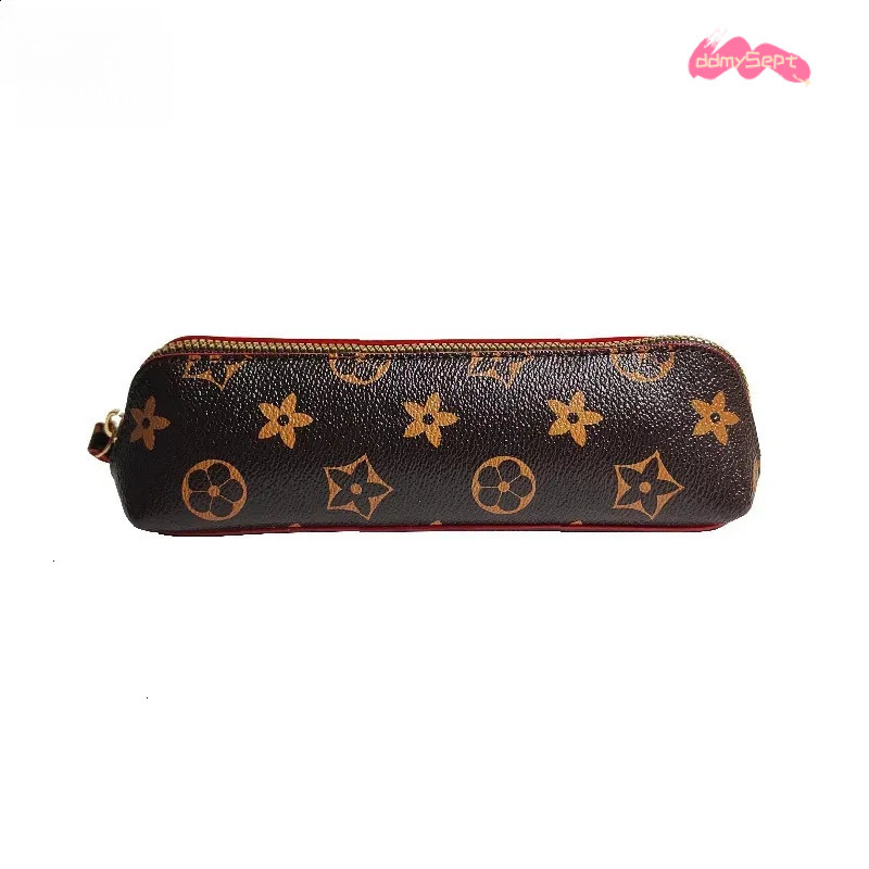 wholesale Simple Printed Pattern Brown Classic Vintage Leather Case Large Capacity Pencil Bag Bun Style ddmysept