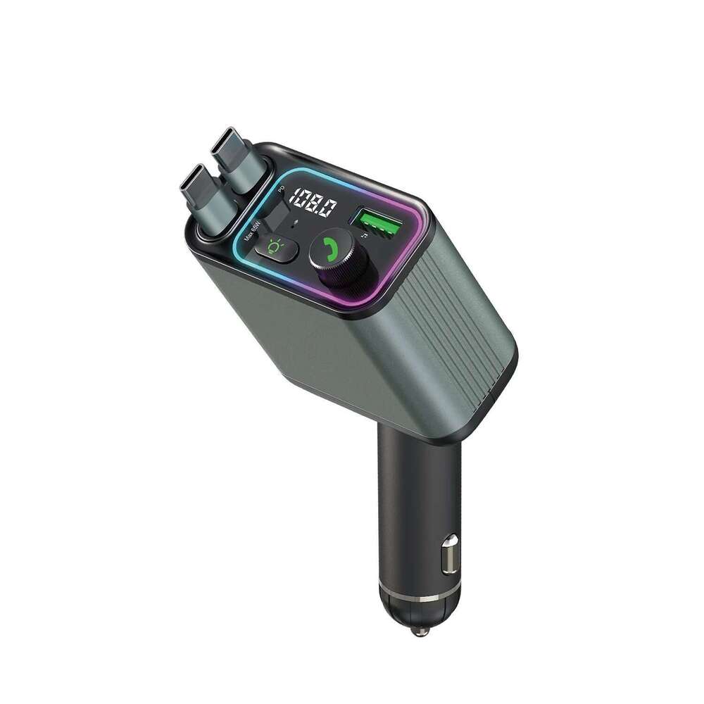 car Multi-function charger Convenient to use Type-C digital display with retractable cable