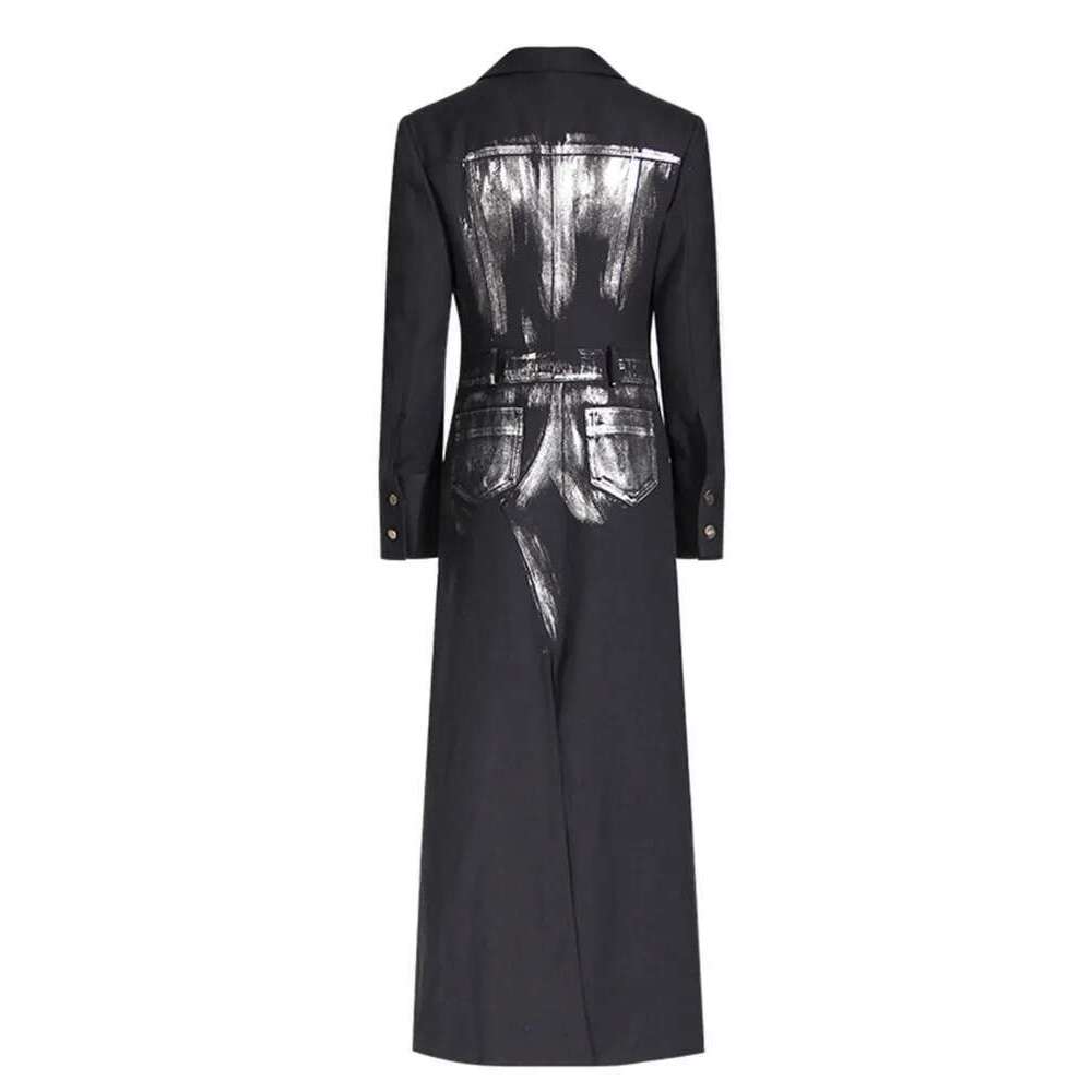 Bjtzirregular Design Sense Lapel Tie With Halo Dyed Trench Coat Female 2025 Spring New Artist Style Waist Long Suit Jacket