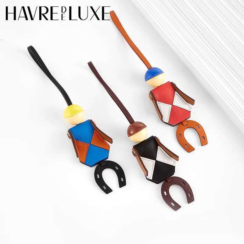 Horse Racing Jockey Charm For Genuine Leather Knight Car Keychain Ornament Women DIY Bag Accessories