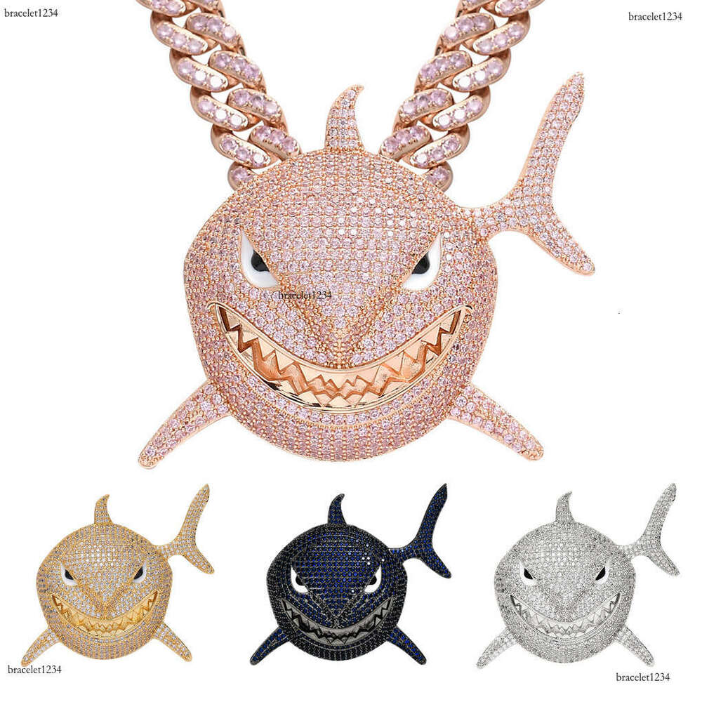 Luxury designer Great Shark Street Advantage Cool Funky Ice Out VVS Moissanstone Hip Hop Cuban Chain Pendant with FREE shipping