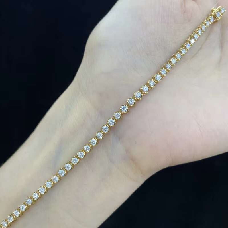 Plated Lab Grown VVS CVD HPHT Diamond Bracelet Fine Jewelry Gold for Women Hot Sale 18K Yellow CLASSIC Party Goods Sample Making