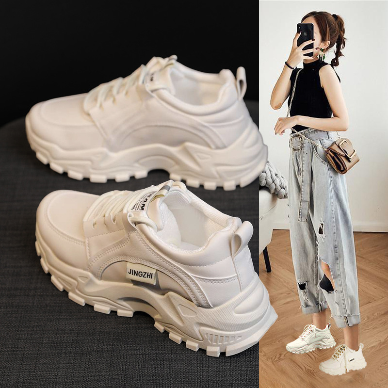 2025 Free Shipping Designer Shoes Sneakers Running Shoes Womens Fashion White Black Leather Womens Trainers Comfortable Platform Runner daddy shoes Ou