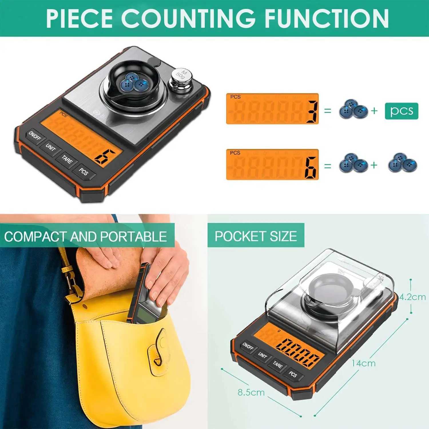 Brifit Electronic Digital Scale 0.001g/50g Mini Scale Precision Pocket Scale Milligram with 50g calibration weightXJ250423