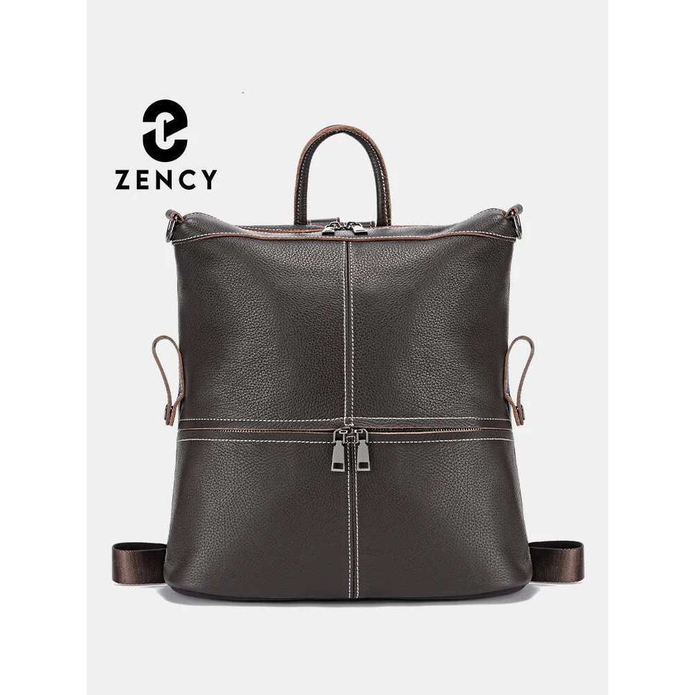 Zency Women S Classic Genuine Leather Travel Backpack Knapsack Big Capacity For Ipad A Laptop Ladies Shoulder Bag With Strap Bag