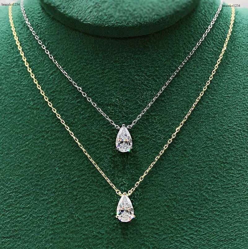 Choucong 2024 Water Drop Pendant Simple Fine Jewelry Real Sterg Sier Pear Cut White Moissanite Dia Gemstones Party Women Gold Earring Gift