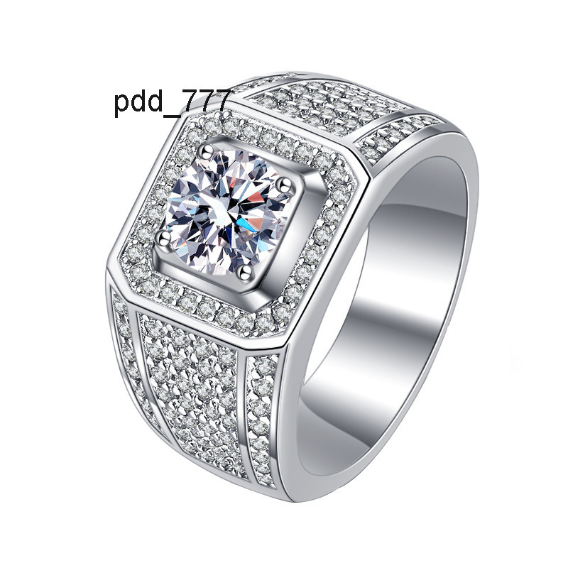 Fine Jewelry Full Star Deluxe Wide Edition 925 Sterling Silver Moissanite Ring Men for Wedding Engagement Jewelry