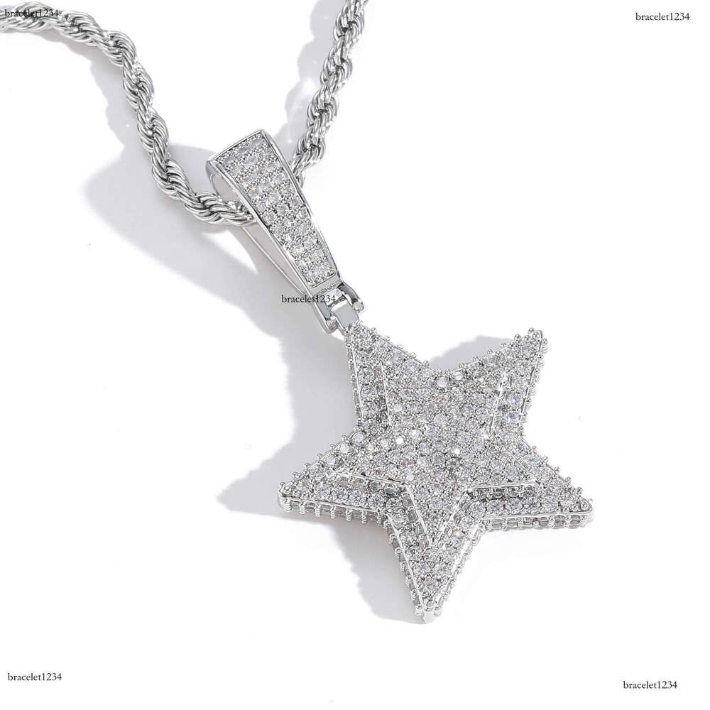 Luxury designer Hip Hop Necklace, Double Pentacle Pendant, Solid Ice out VVS Moissanite Pendant Hip Hop Necklace for men and women with free shipping