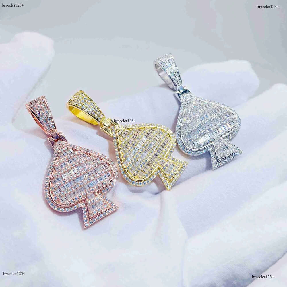 Iced out Jewelry Fashion hip hop Spade design custom Gold Sier Plated pendant VVS Moissanite Pendant