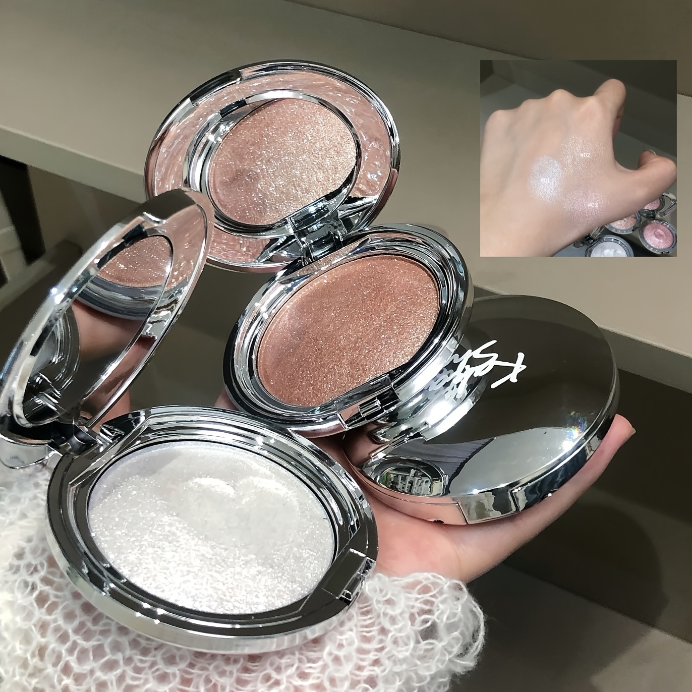 Skin tone correction highlighter cream dark circles removal dia powder pearl mashed potato blush long-lasting non-fading eye glit X250906
