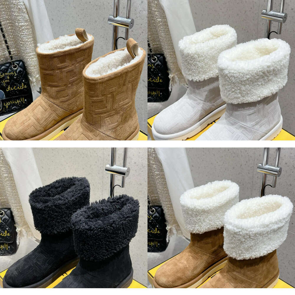 DHgate Women Designer snow boots Luxury Ankle Boots autumn and winter anti slip cowhide leather upper lamb wool lining rubber outdoor flat winter boot shoe sneaker