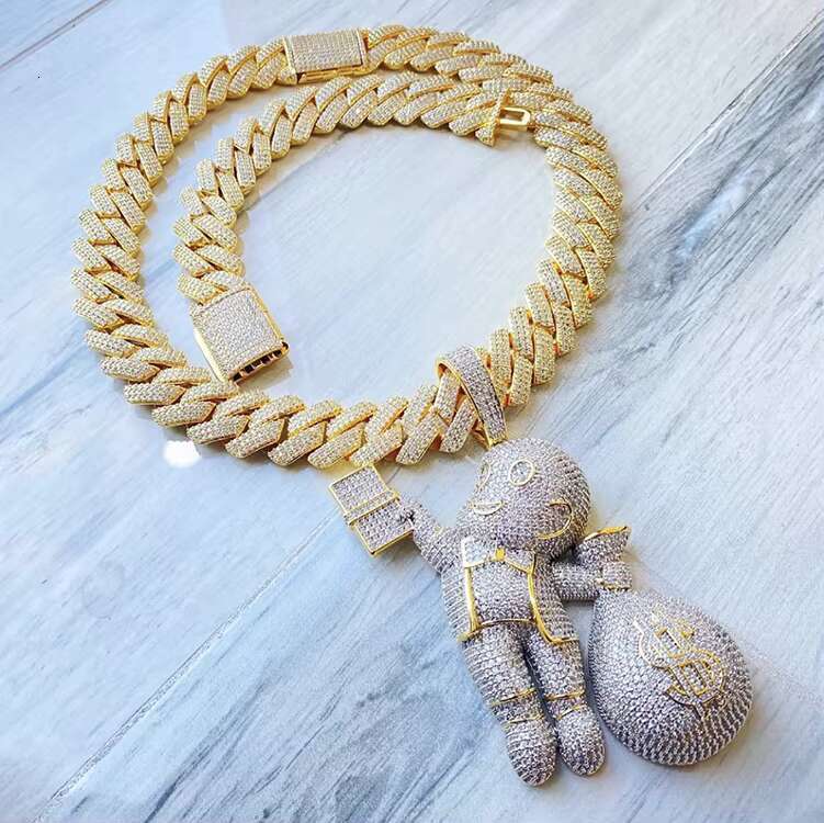 Hiphop Jewelry Grab the Dollar Bald Kid Iced Out Colorful Moissanite Diamond Custom CharmPendant