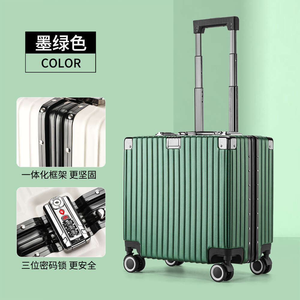 Four sided 18 inch suitcase boarded with 20 free checked aluminum frame password travel, small and lightweight, can be carried on the plane